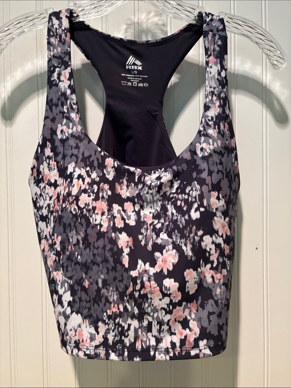 RBX Blue and Pink Racerback Sports Bra Sz L